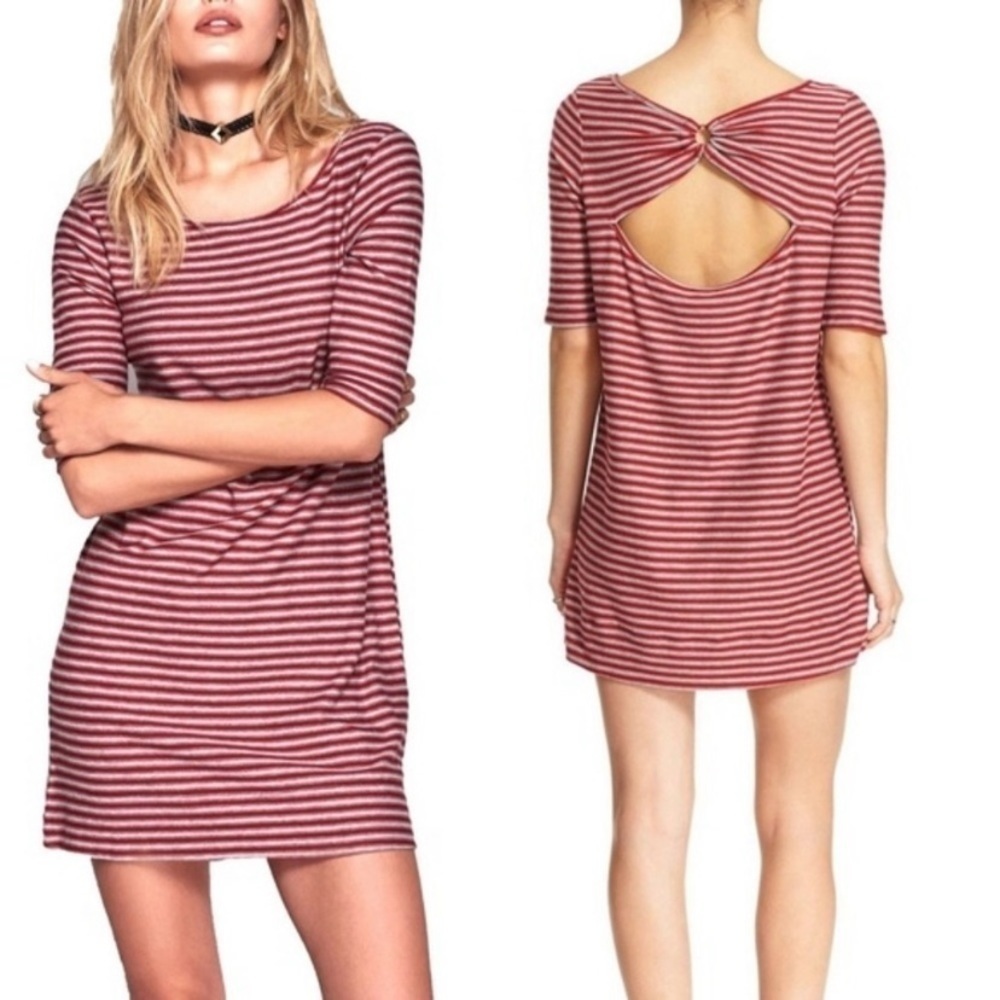 WE The Free People Red Striped Frenchie Open Back Tee T-shirt Dress Small NWT